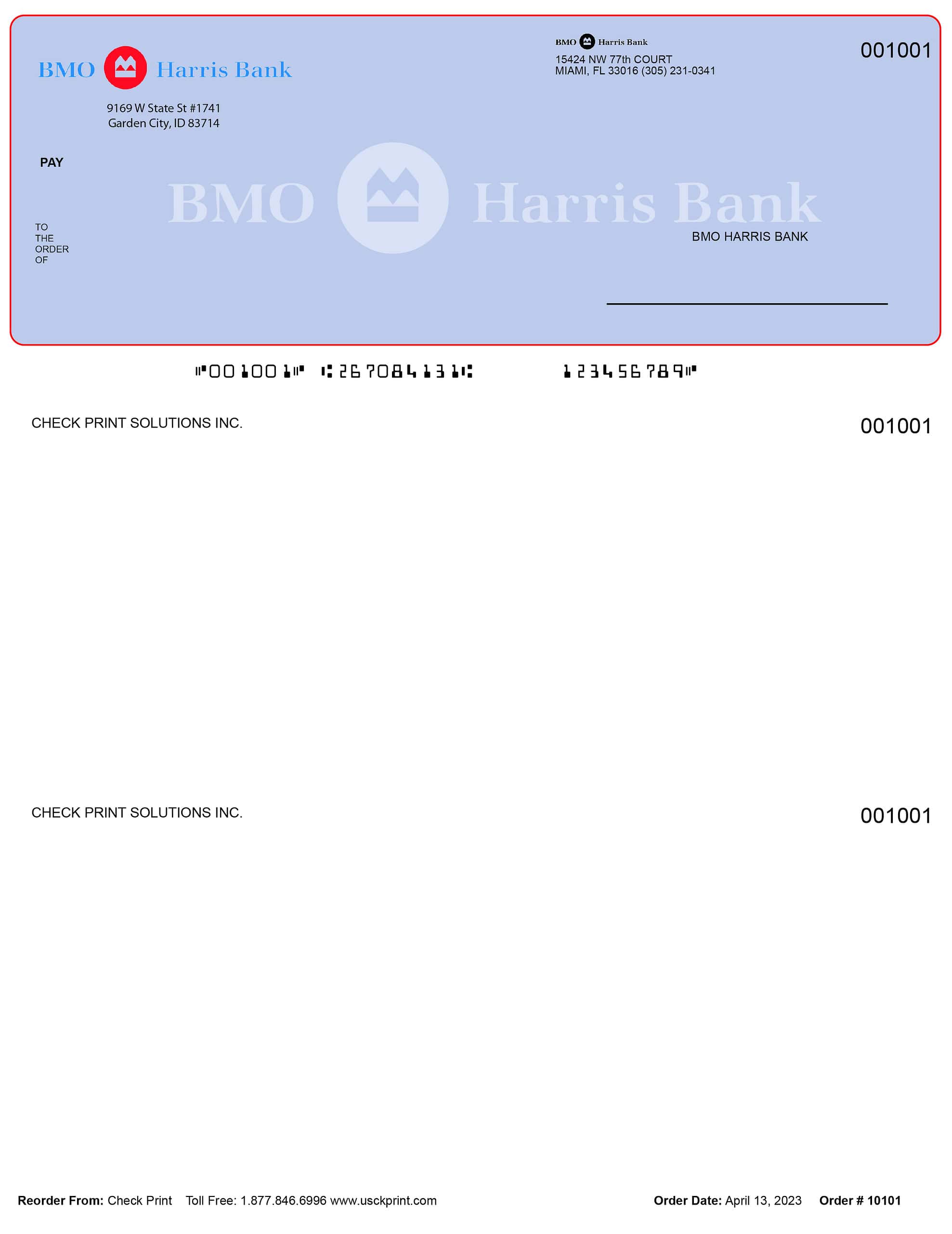 bmo bank cheque order